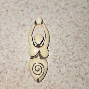 Sacred Spiral Oxen Bone Goddess Pendant Charm Hand-Carved Mother Fertility